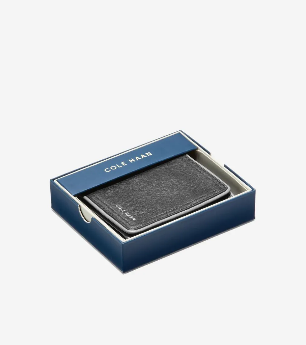 Cole Haan Wallets*Trifold Colored Edge Black-Grey