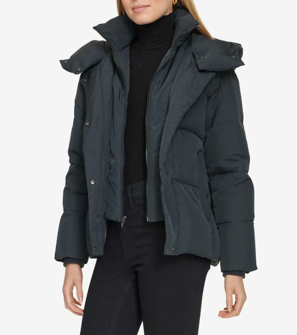 Cole Haan Puffer Jackets|Outerwear*Twill Down Jacket With High Low Hem Black