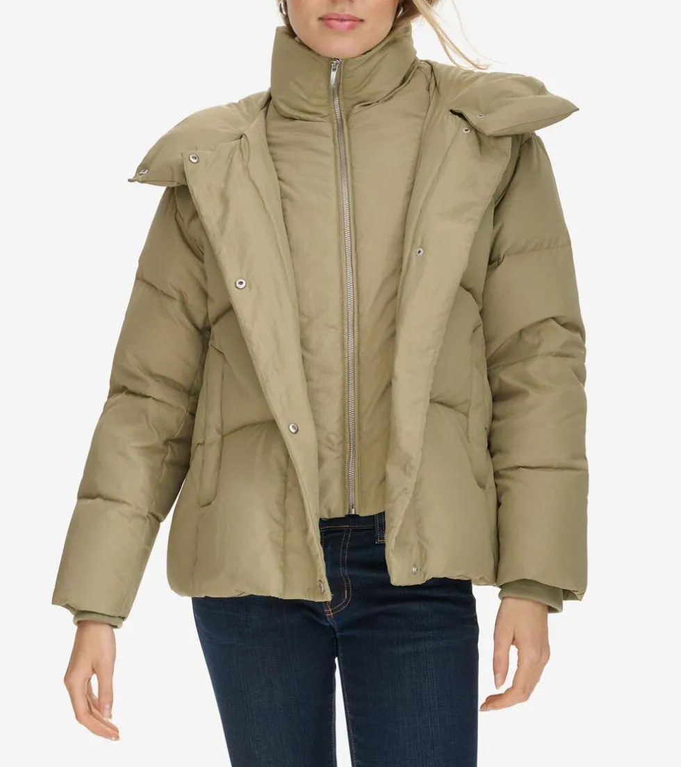 Cole Haan Puffer Jackets|Outerwear*Twill Down Jacket With High Low Hem Sage