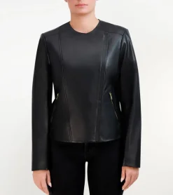 Cole Haan Outerwear|Leather & Suede Jackets*Women's Asymmetrical Leather Jacket Black