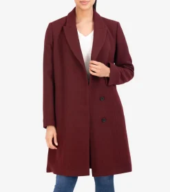 Cole Haan Wool Coats|Peacoats & Blazers*Women's Asymmetrical Peak Lapel Coat Bordeaux