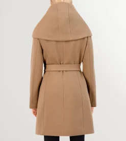 Cole Haan Wool Coats|Trench Coats*Women's Belted Asymmetrical Zip Front Twill Coat Beige