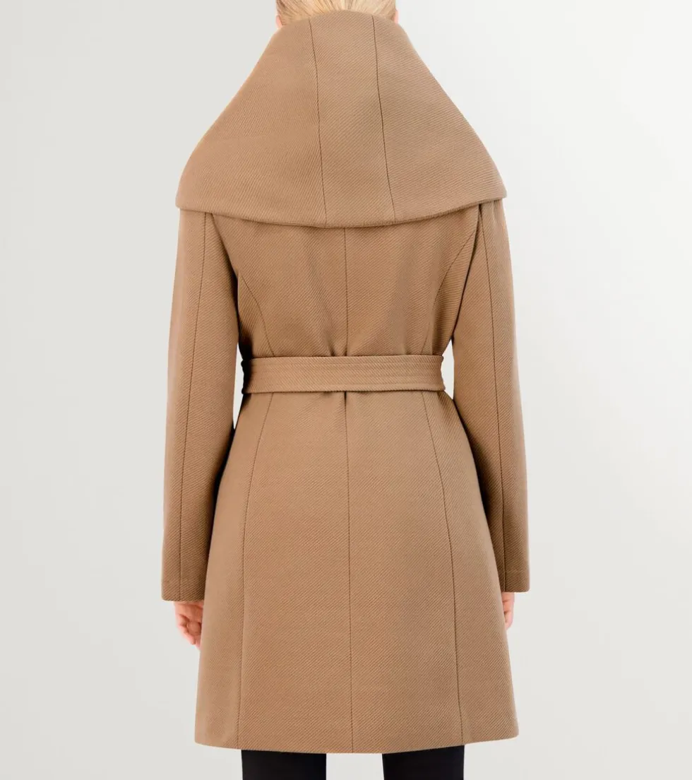 Cole Haan Wool Coats|Trench Coats*Women's Belted Asymmetrical Zip Front Twill Coat Beige
