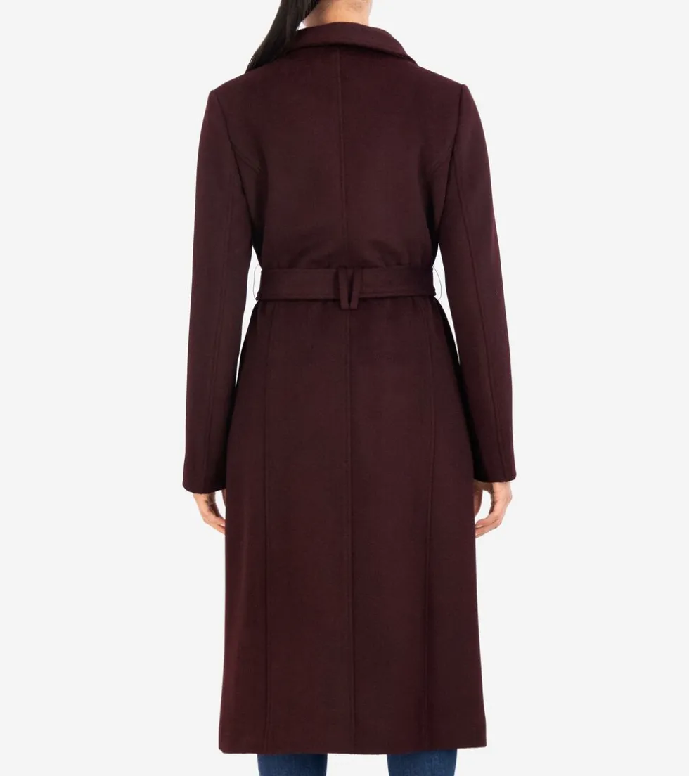 Cole Haan Wool Coats|Trench Coats*Women's Belted Long Coat Bordeaux