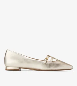Cole Haan Dress Shoes|Flats & Ballets*Women's Brigid T-Strap Ballet Flats SoftGold