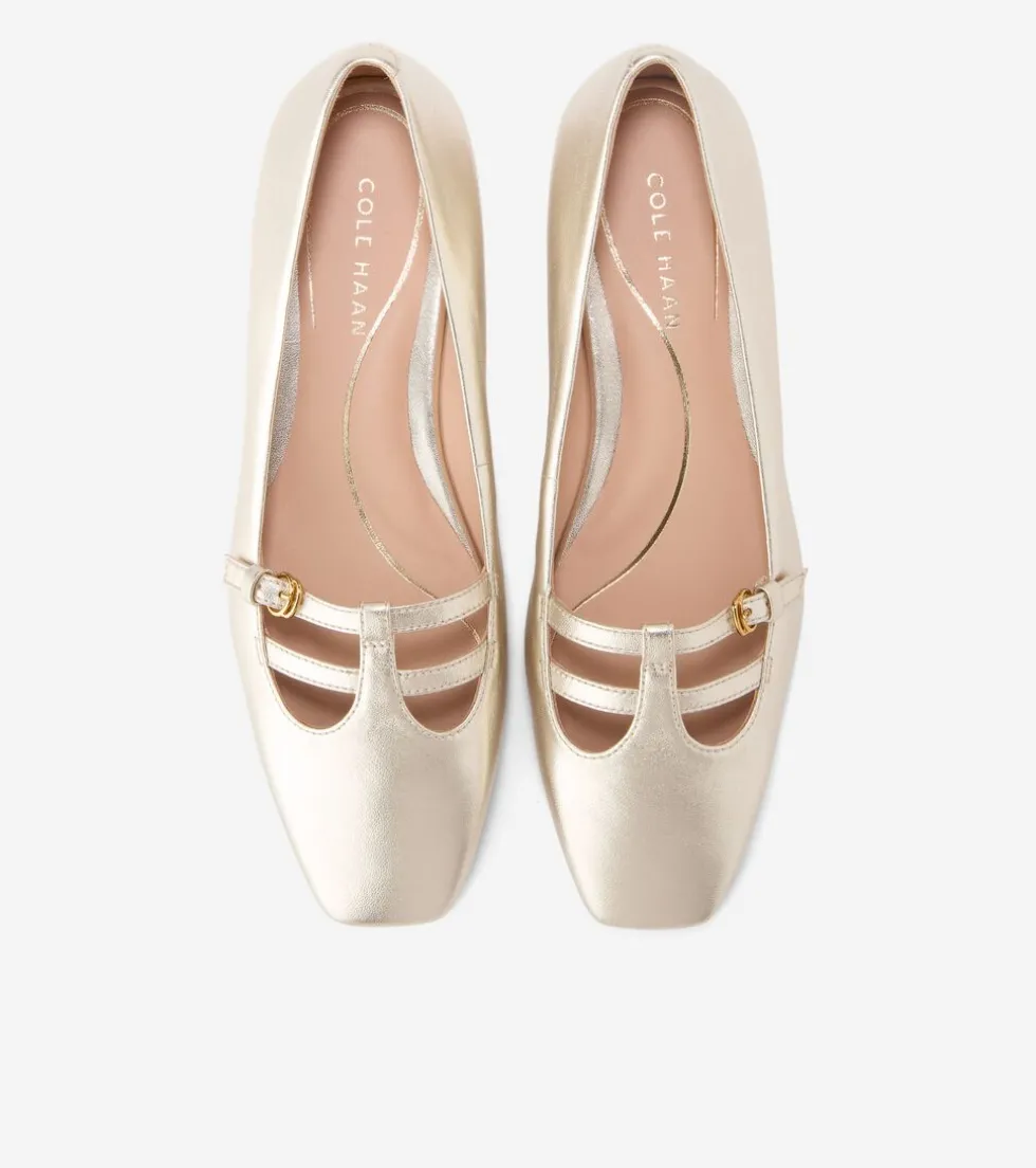 Cole Haan Dress Shoes|Flats & Ballets*Women's Brigid T-Strap Ballet Flats SoftGold