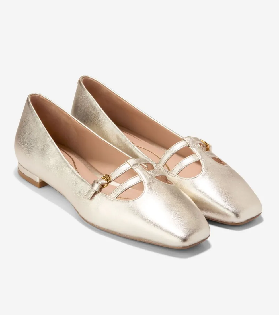 Cole Haan Dress Shoes|Flats & Ballets*Women's Brigid T-Strap Ballet Flats SoftGold