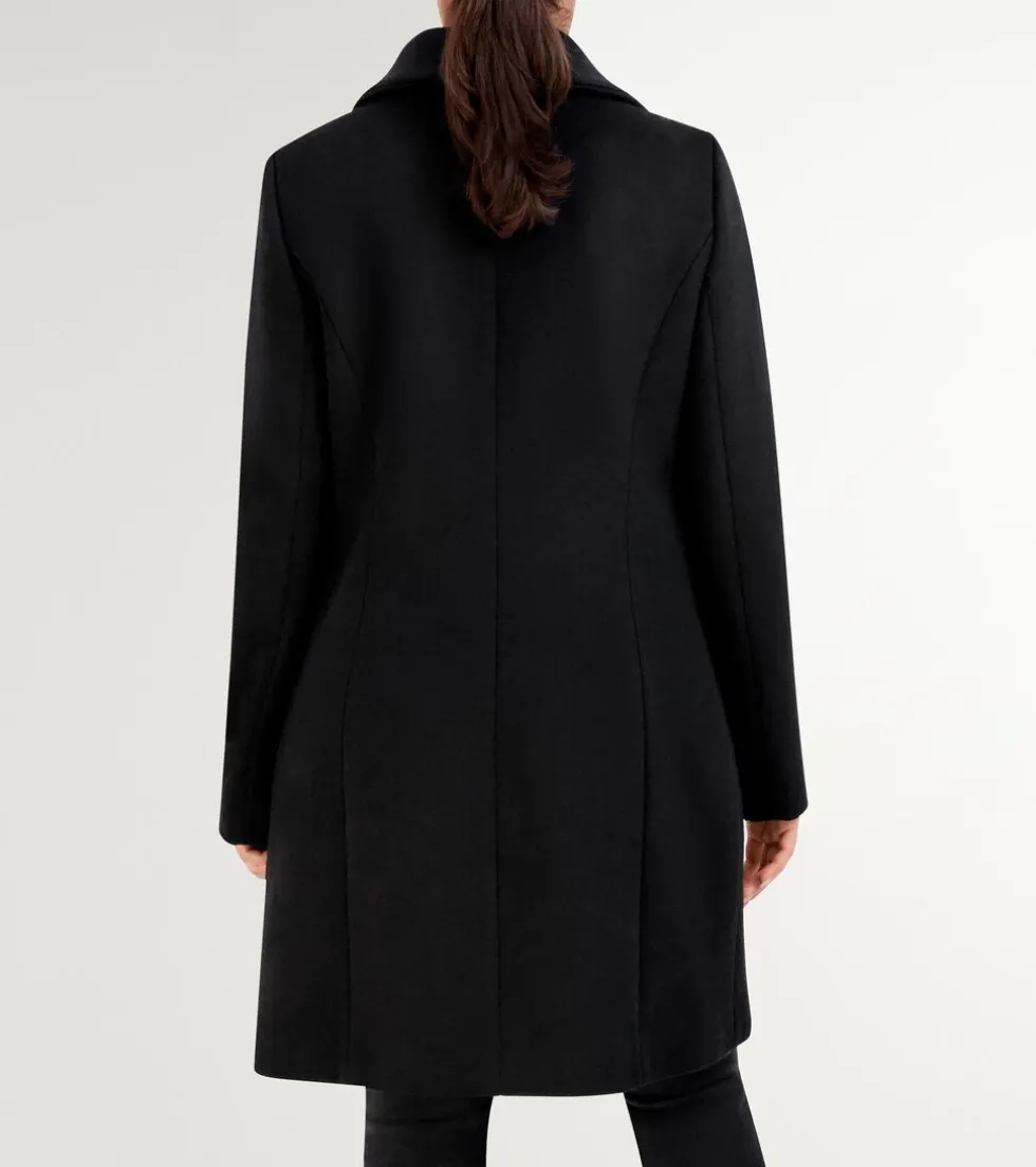 Cole Haan Wool Coats|Trench Coats*Women's Convertible Collar Button-Up Coat Black