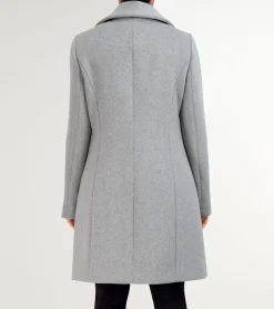 Cole Haan Wool Coats|Trench Coats*Women's Convertible Collar Button-Up Coat LightGrey
