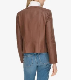 Cole Haan Leather & Suede Jackets|Outerwear*Women's Curved-Seam Leather Jacket Hickory
