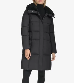 Cole Haan Puffer Jackets|Outerwear*Women's Faux-Fur Collar Puffer Coat Black