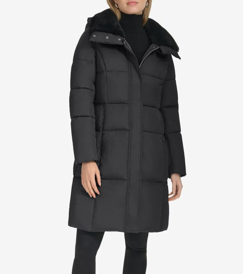 Cole Haan Puffer Jackets|Outerwear*Women's Faux-Fur Collar Puffer Coat Black