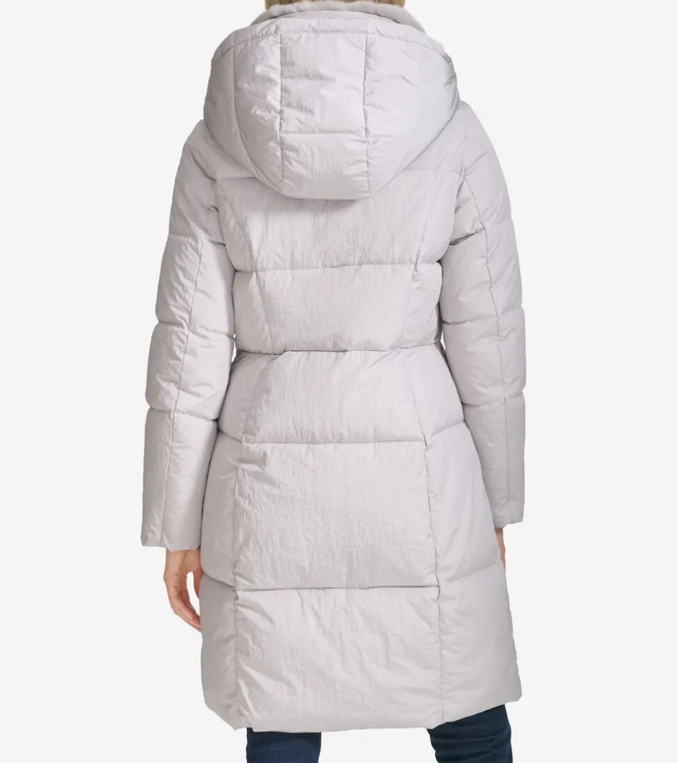 Cole Haan Puffer Jackets|Outerwear*Women's Faux-Fur Collar Puffer Coat Grey