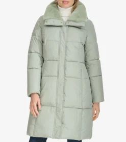 Cole Haan Puffer Jackets|Outerwear*Women's Faux-Fur Collar Puffer Coat Sage