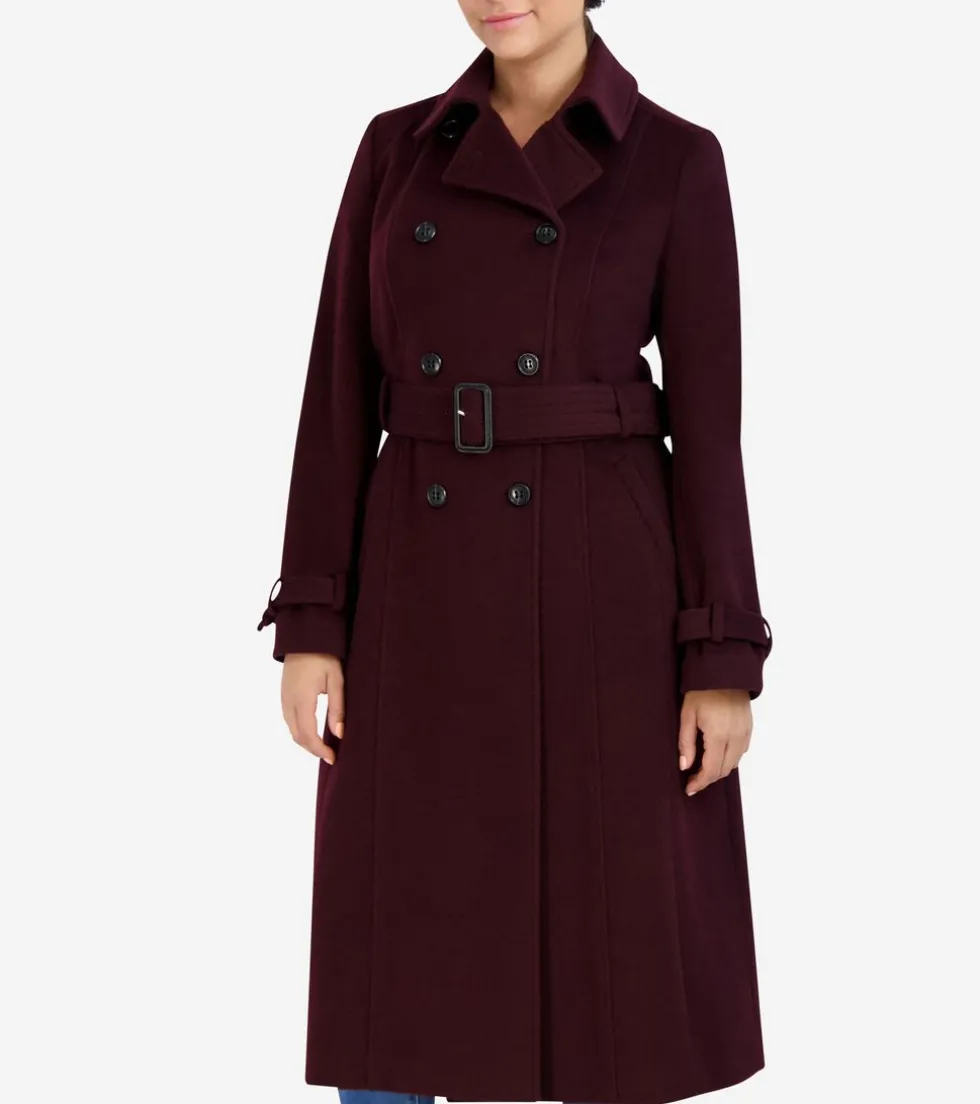 Cole Haan Wool Coats|Trench Coats*Women's Flared Trench Coat Bordeaux