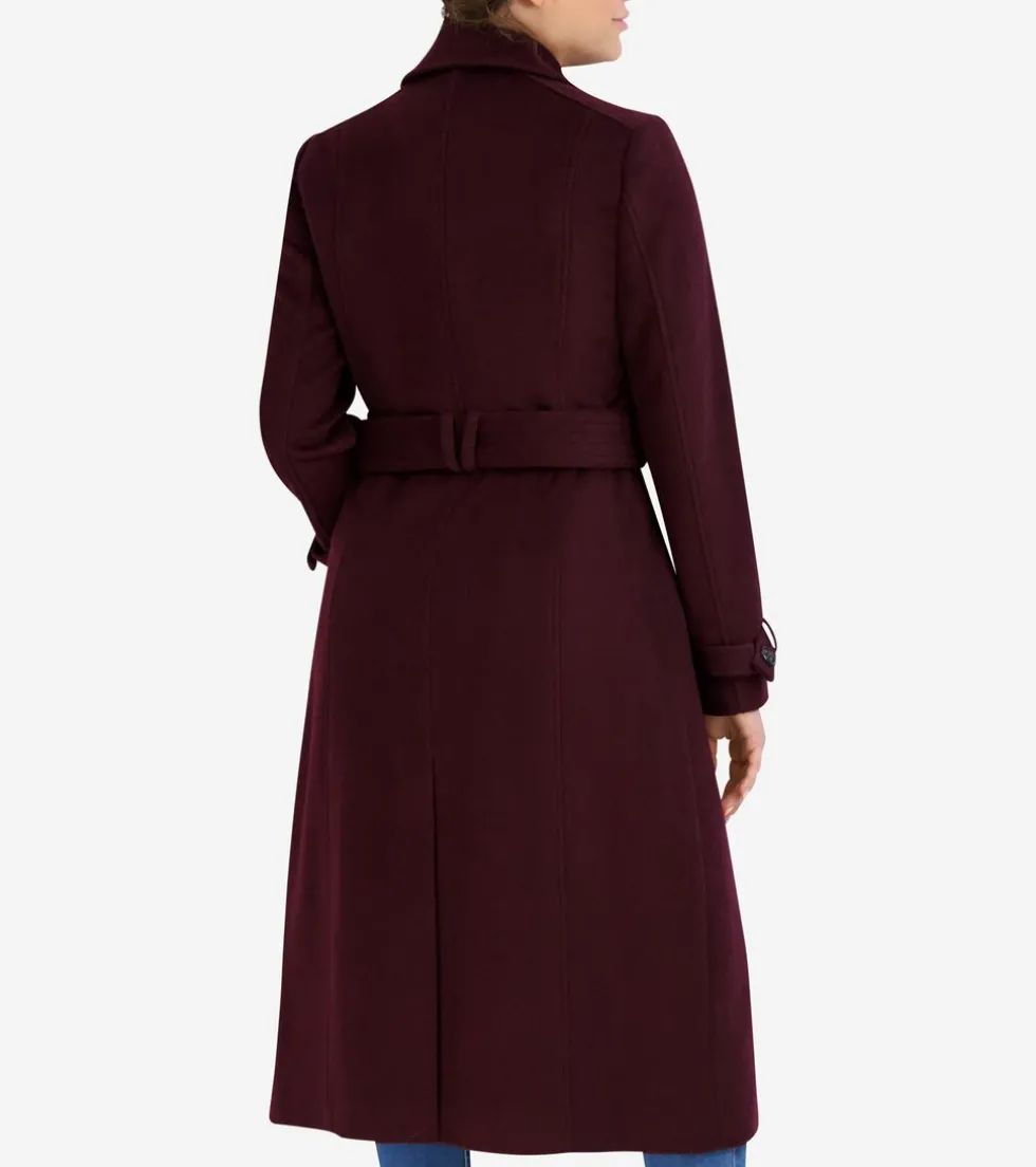 Cole Haan Wool Coats|Trench Coats*Women's Flared Trench Coat Bordeaux