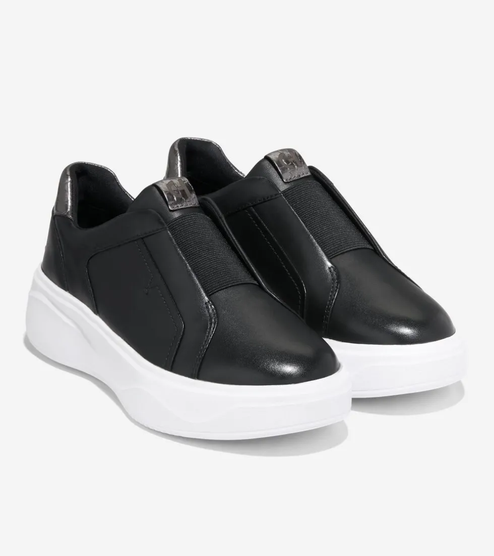Cole Haan Sneakers*Women's GrandPrø Demi Slip-On Sneakers Black-DarkSilver-OpticWhite