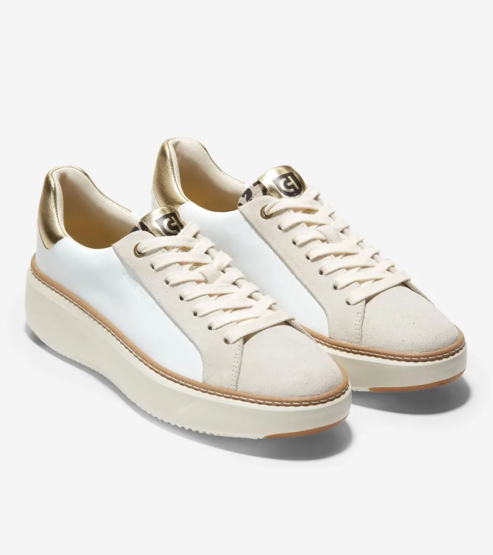 Cole Haan Sneakers*Women's GrandPrø Topspin Sneakers OpticWhite-Gold-LeopardPrint
