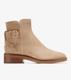 Cole Haan Boots*Women's Hampshire Buckle Ankle Boots DarkLatteSuede