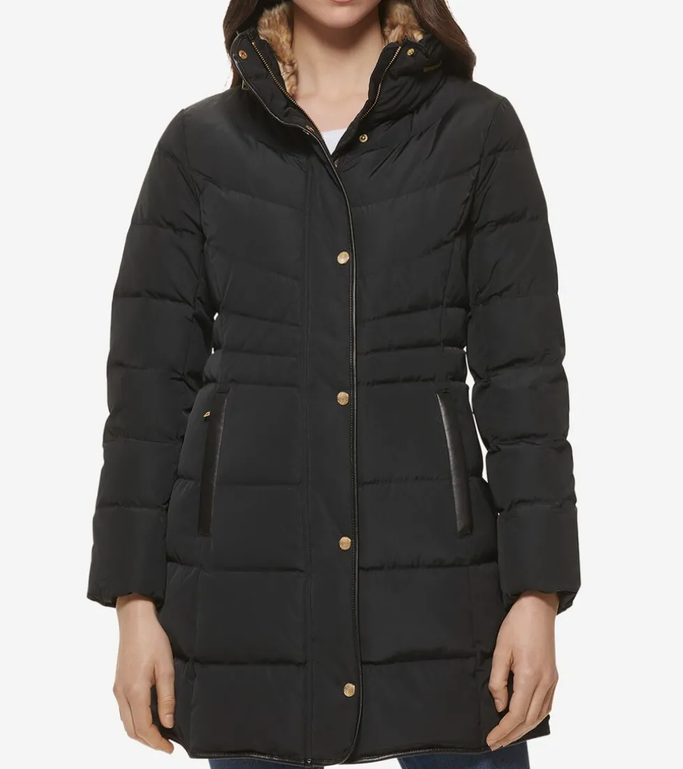 Cole Haan Puffer Jackets|Quilted Jackets*Women's Hidden-Hood Puffer Coat Black