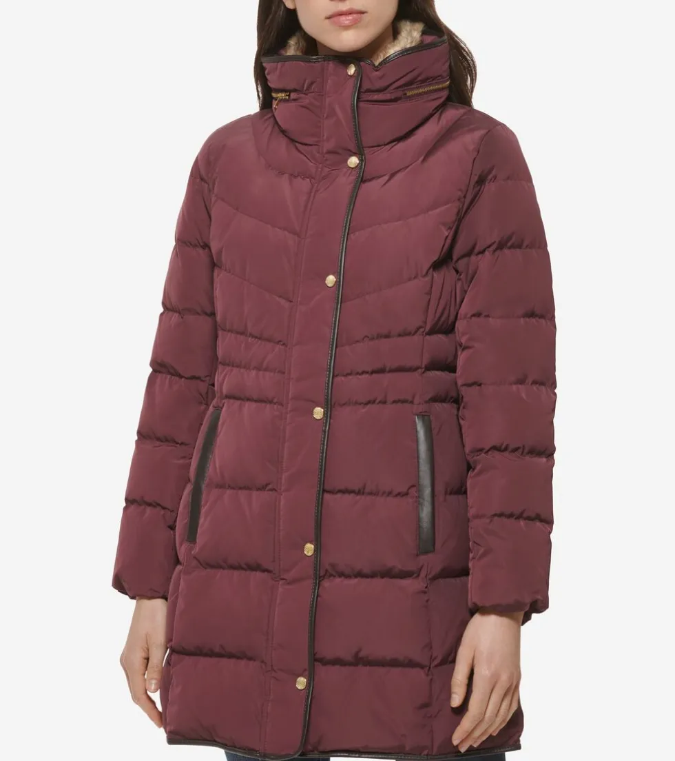 Cole Haan Puffer Jackets|Quilted Jackets*Women's Hidden-Hood Puffer Coat Merlot