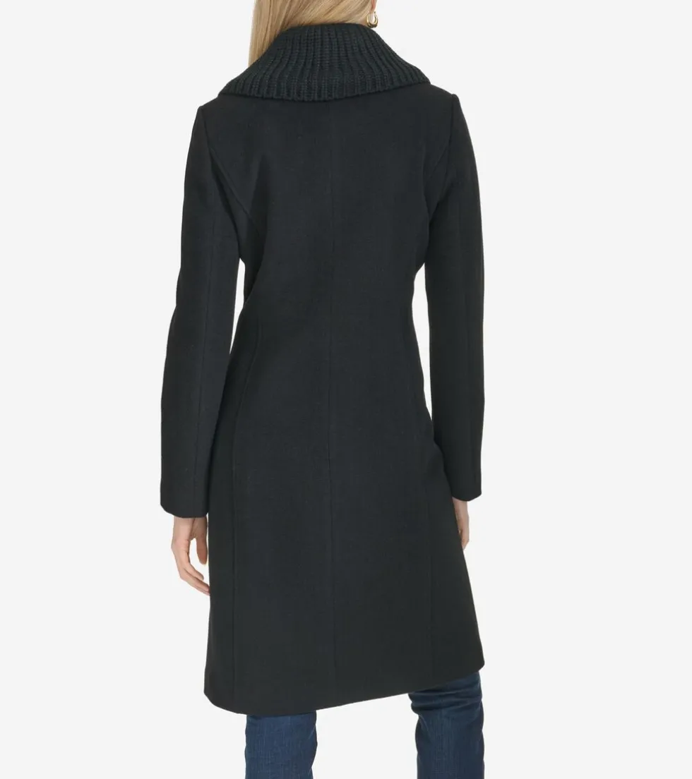 Cole Haan Wool Coats|Peacoats & Blazers*Women's Knit-Collar Coat Black