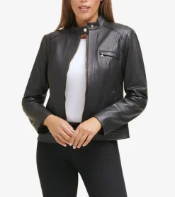 Cole Haan Leather & Suede Jackets|Outerwear*Women's Lambskin Leather Jacket Black