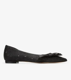 Cole Haan Dress Shoes|Flats & Ballets*Women's Noella Bow Skimmer Flats BlackCrystal
