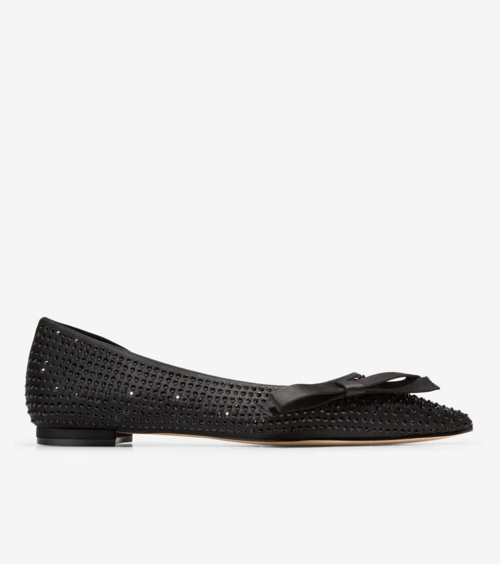 Cole Haan Dress Shoes|Flats & Ballets*Women's Noella Bow Skimmer Flats BlackCrystal