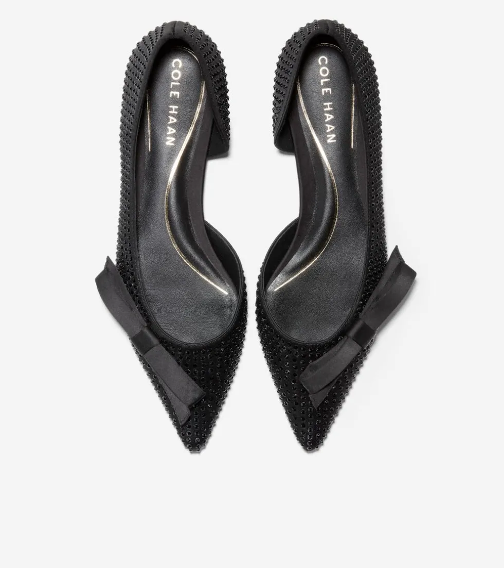 Cole Haan Dress Shoes|Flats & Ballets*Women's Noella Bow Skimmer Flats BlackCrystal