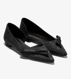 Cole Haan Dress Shoes|Flats & Ballets*Women's Noella Bow Skimmer Flats BlackCrystal