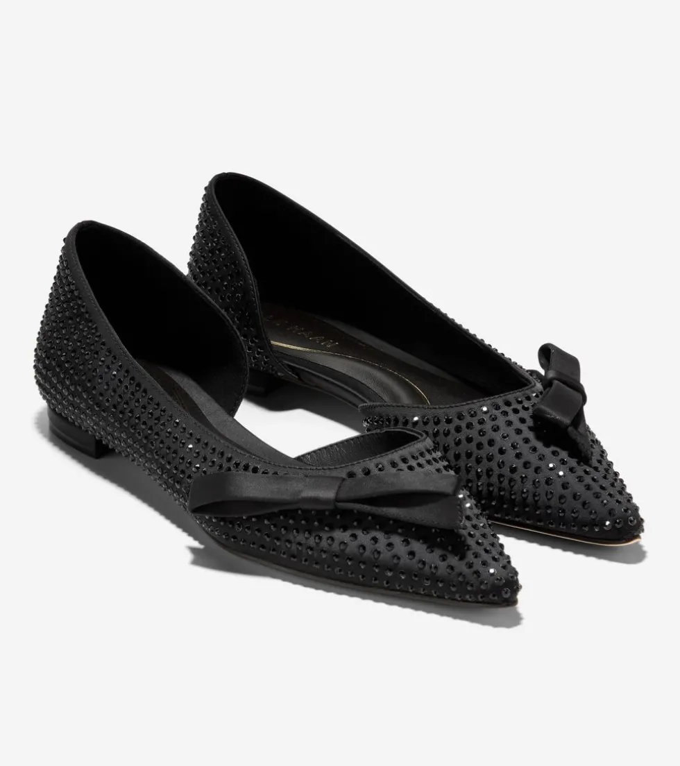 Cole Haan Dress Shoes|Flats & Ballets*Women's Noella Bow Skimmer Flats BlackCrystal