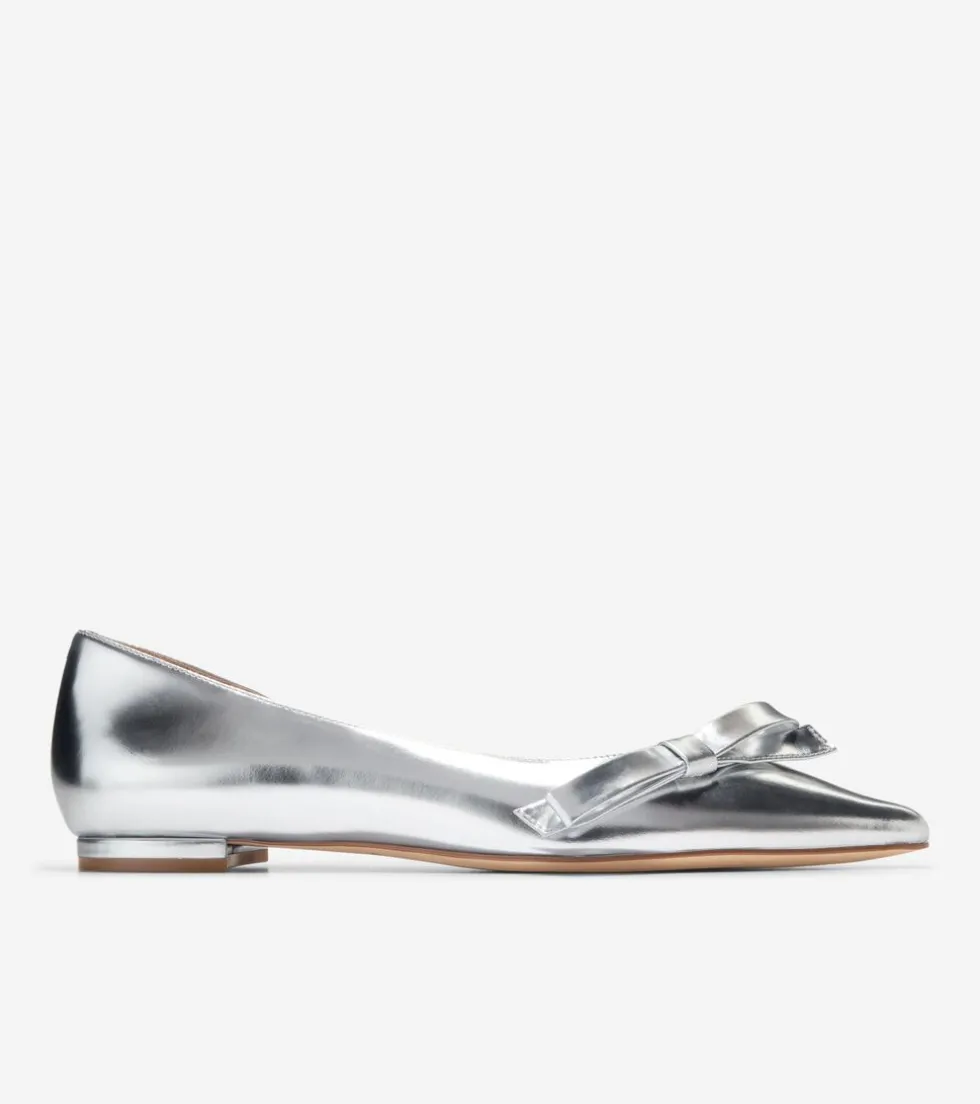 Cole Haan Dress Shoes|Flats & Ballets*Women's Noella Bow Skimmer Flats SilverSpecchio
