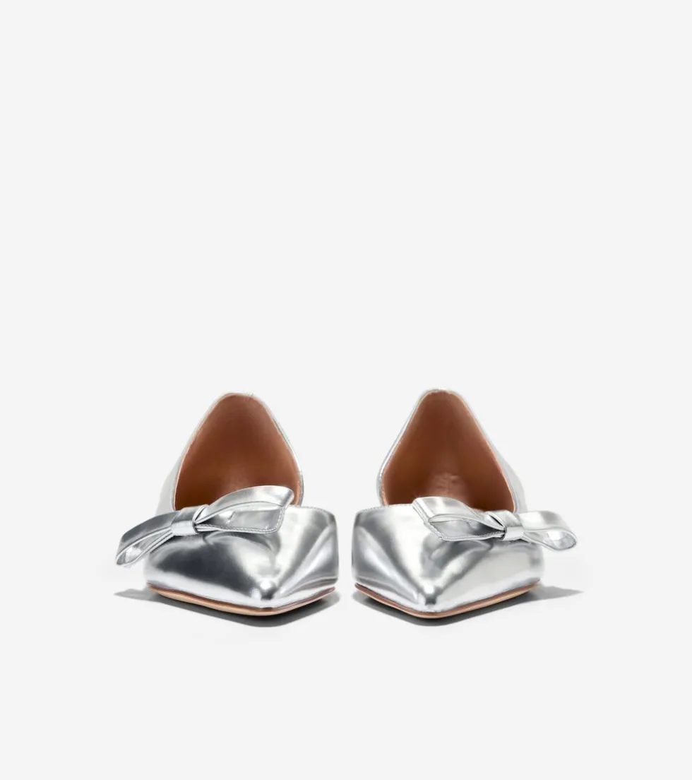 Cole Haan Dress Shoes|Flats & Ballets*Women's Noella Bow Skimmer Flats SilverSpecchio