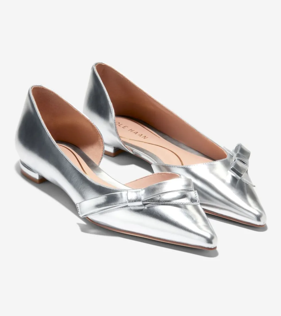 Cole Haan Dress Shoes|Flats & Ballets*Women's Noella Bow Skimmer Flats SilverSpecchio