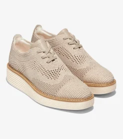 Cole Haan Oxfords*Women's ØriginalGrand Stitchlite™ Platform Wingtip Oxfords RyeKnit-IvoryStitchlite™