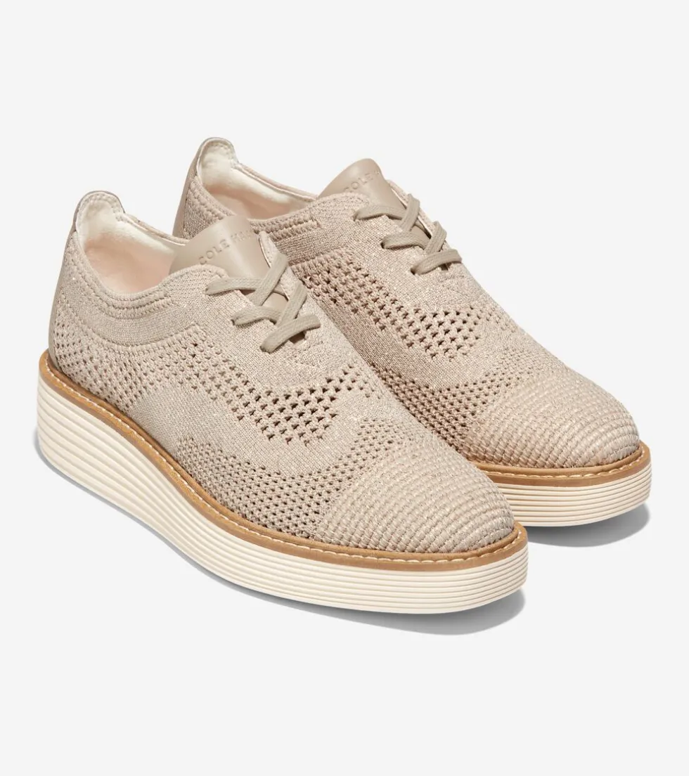 Cole Haan Oxfords*Women's ØriginalGrand Stitchlite™ Platform Wingtip Oxfords RyeKnit-IvoryStitchlite™