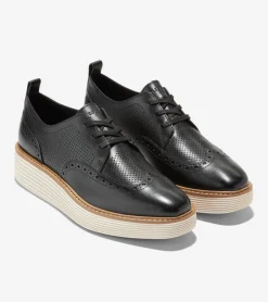 Cole Haan Dress Shoes|Oxfords*Women's &Oslash;riginalGrand Platform Wingtip Oxfords Black-Ivory