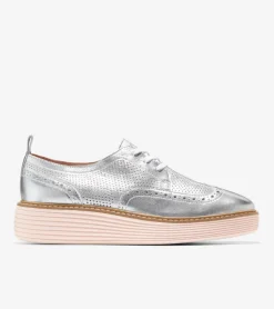 Cole Haan Dress Shoes|Oxfords*Women's &Oslash;riginalGrand Platform Wingtip Oxfords SilverTalca-RoseSmoke