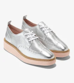 Cole Haan Dress Shoes|Oxfords*Women's &Oslash;riginalGrand Platform Wingtip Oxfords SilverTalca-RoseSmoke