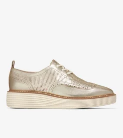 Cole Haan Dress Shoes|Oxfords*Women's &Oslash;riginalGrand Platform Wingtip Oxfords GoldTalca-Ivory