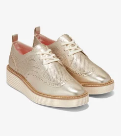 Cole Haan Dress Shoes|Oxfords*Women's &Oslash;riginalGrand Platform Wingtip Oxfords GoldTalca-Ivory