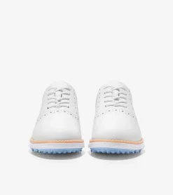 Cole Haan Golf Shoes|Oxfords*Women's ØriginalGrand Shortwing Oxford Waterproof Golf Shoes OpticWhite-Blue-Bell
