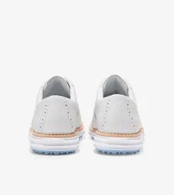 Cole Haan Golf Shoes|Oxfords*Women's ØriginalGrand Shortwing Oxford Waterproof Golf Shoes OpticWhite-Blue-Bell