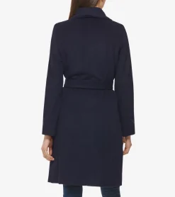Cole Haan Wool Coats|Trench Coats*Women's Oversized Collar Wrap Coat Navy