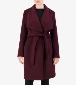 Cole Haan Wool Coats|Trench Coats*Women's Oversized Collar Wrap Coat Bordeaux