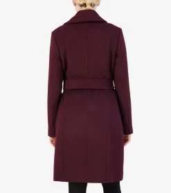 Cole Haan Wool Coats|Trench Coats*Women's Oversized Collar Wrap Coat Bordeaux