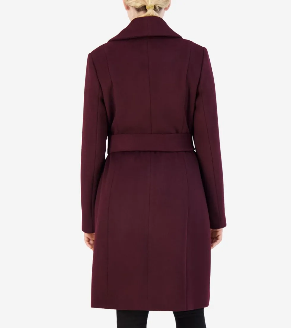 Cole Haan Wool Coats|Trench Coats*Women's Oversized Collar Wrap Coat Bordeaux