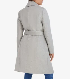 Cole Haan Wool Coats|Trench Coats*Women's Oversized Collar Wrap Coat LightGrey