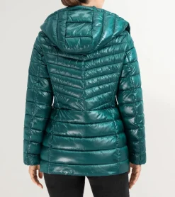 Cole Haan Puffer Jackets|Quilted Jackets*Women's Quilted Pearl Faux Down Jacket with Removable Hood Emerald